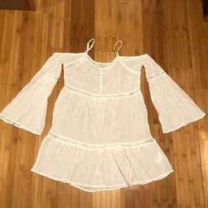 Anthropologie sheer cold shoulder blouse dress M